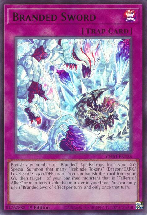 Branded Sword CH01-EN036 card from THE CHRONICLES DECK: The Fallen & The Virtuous (All-Foil Edition)