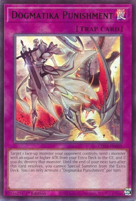 Dogmatika Punishment CH01-EN039 card from THE CHRONICLES DECK: The Fallen & The Virtuous (All-Foil Edition)