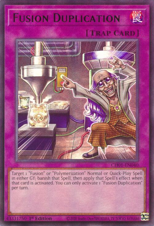 Fusion Duplication CH01-EN040 card from THE CHRONICLES DECK: The Fallen & The Virtuous (All-Foil Edition)