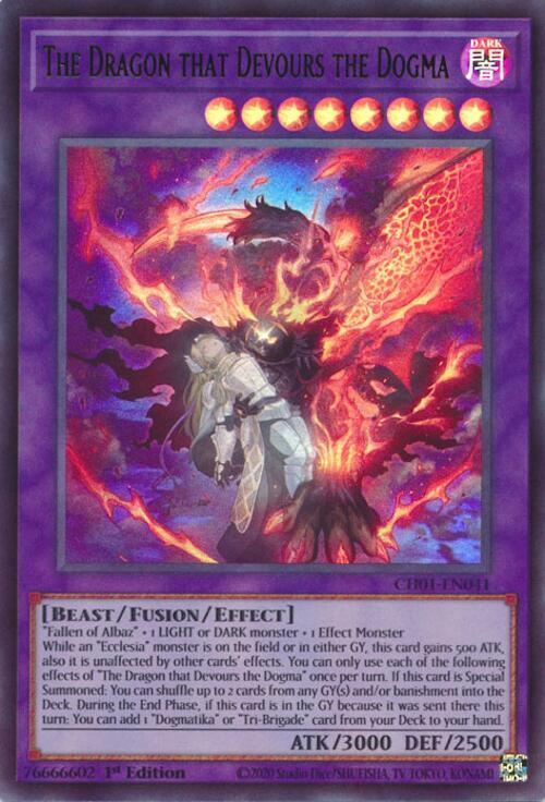 The Dragon that Devours the Dogma CH01-EN041 card from THE CHRONICLES DECK: The Fallen & The Virtuous (All-Foil Edition)