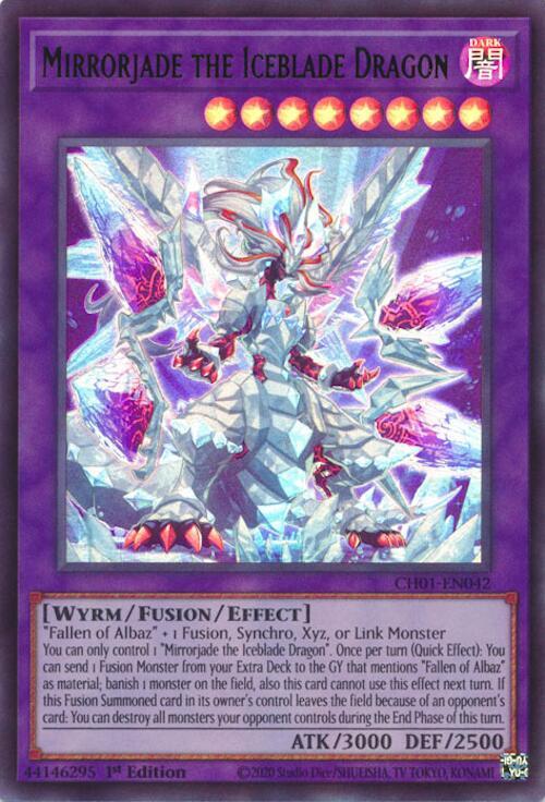 Mirrorjade the Iceblade Dragon CH01-EN042 card from THE CHRONICLES DECK: The Fallen & The Virtuous (All-Foil Edition)