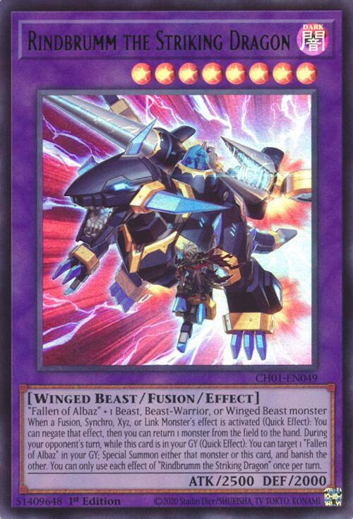 Rindbrumm the Striking Dragon CH01-EN049 card from THE CHRONICLES DECK: The Fallen & The Virtuous (All-Foil Edition)