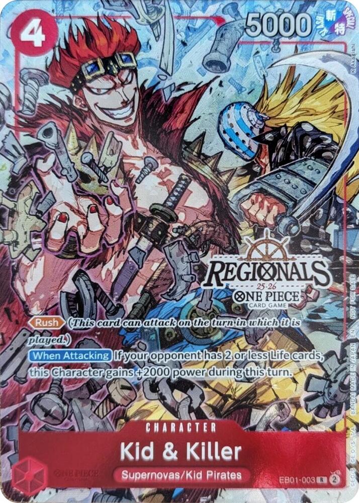 Kid & Killer (CS 25-26 Regionals Textured Chase Promo) EB01-003 card from One Piece Promotion Cards