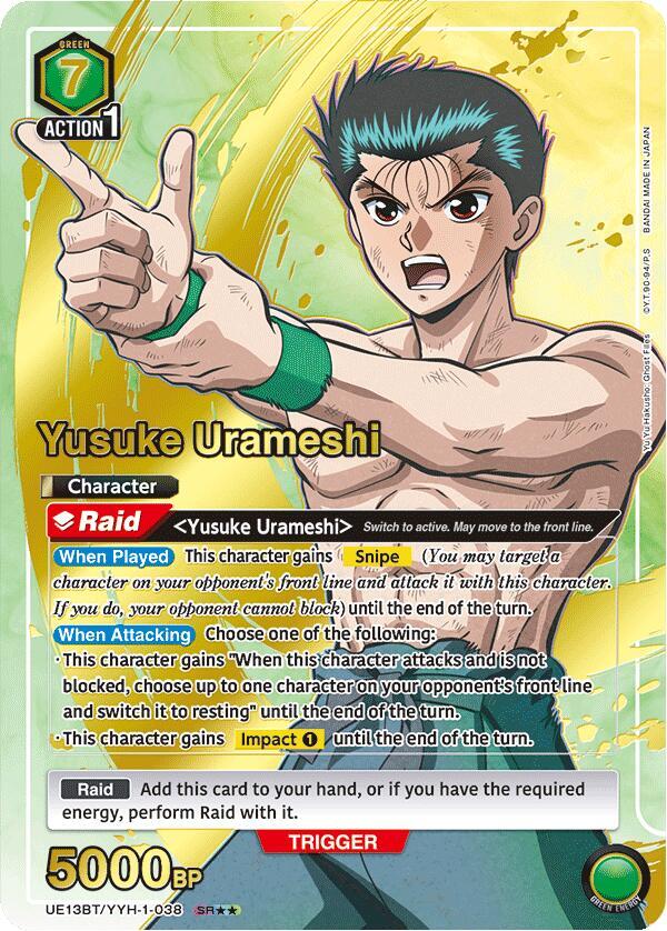 Yusuke Urameshi (SR**) UE13BT/YYH-1-038 card from UE13BT: Yu Yu Hakusho: Ghost Files
