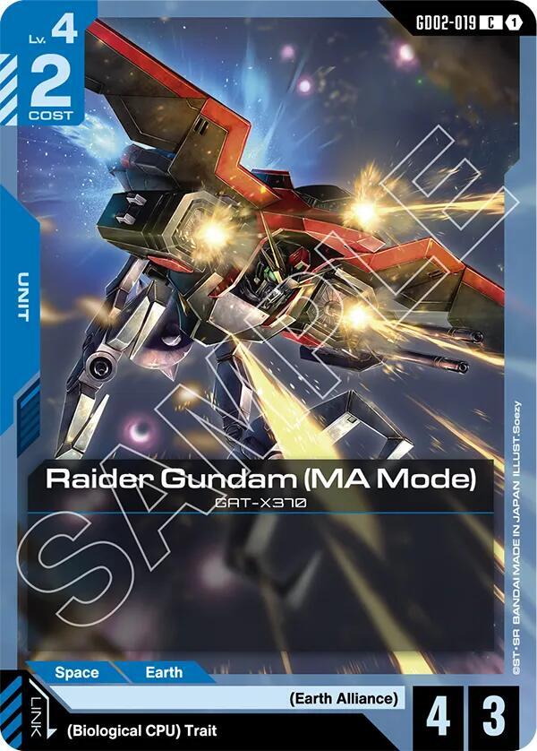 Raider Gundam (MA Mode) GD02-019 card from Dual Impact