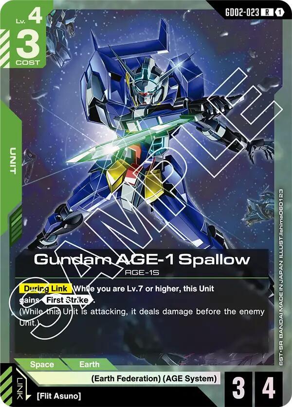 Gundam AGE-1 Spallow GD02-023 card from Dual Impact