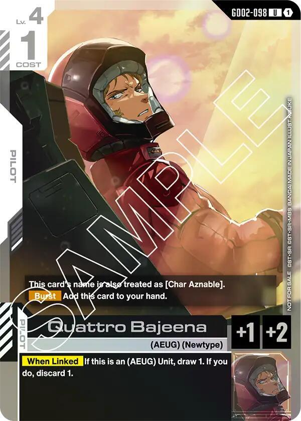 Quattro Bajeena (Store Tournament Participant Pack 02) GD02-098 card from Gundam Promotional Cards