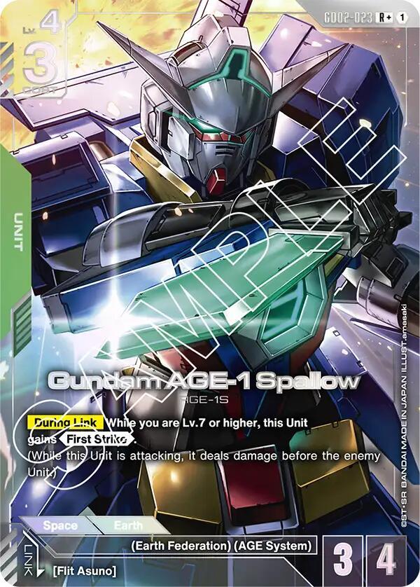 Gundam AGE-1 Spallow (R+) GD02-023 card from Dual Impact