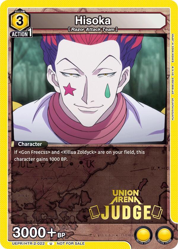 Hisoka (Judge Pack) UEPR/HTR-2-022 card from Union Arena Promotion Cards