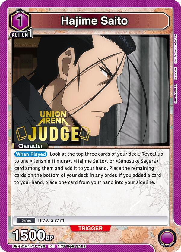 Hajime Saito (Judge Pack) UEPR/RNK-1-036 card from Union Arena Promotion Cards