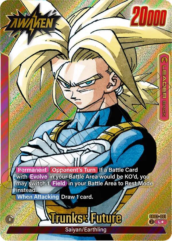 Trunks : Future (Gold) SB02-001 card from Manga Booster 02