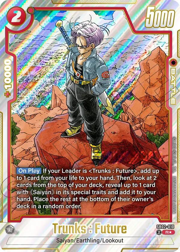 Trunks : Future (Alternate Art) SB02-010 card from Manga Booster 02