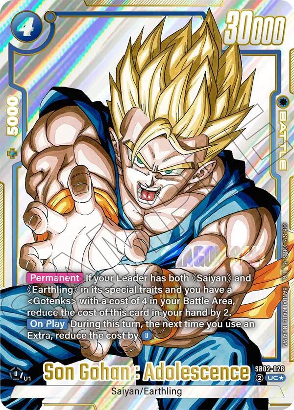 Son Gohan : Adolescence (Alternate Art) SB02-026 card from Manga Booster 02
