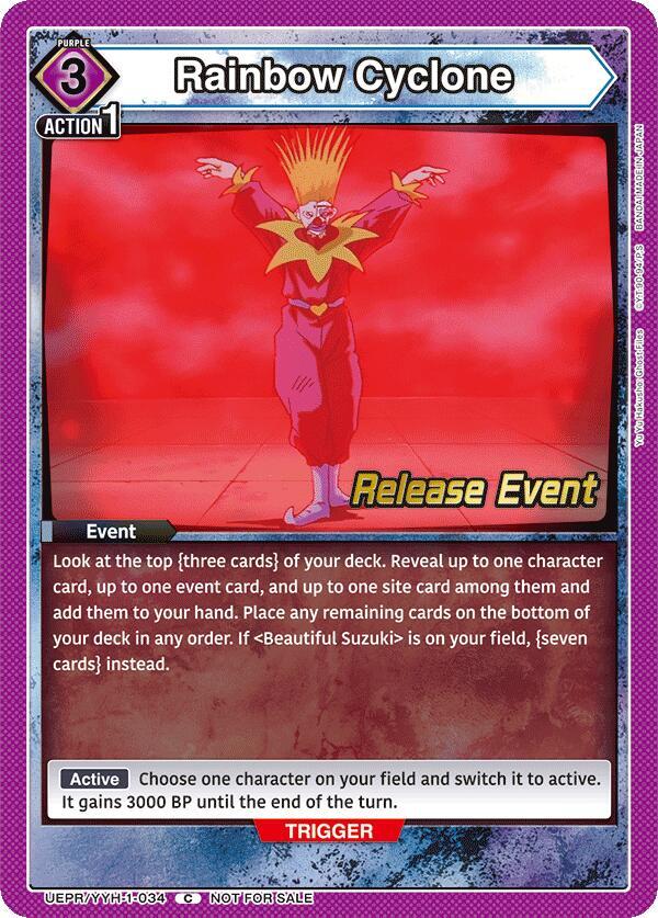 Rainbow Cyclone UEPR/YYH-1-034 card from UE13BT: Yu Yu Hakusho: Ghost Files Release Event Cards