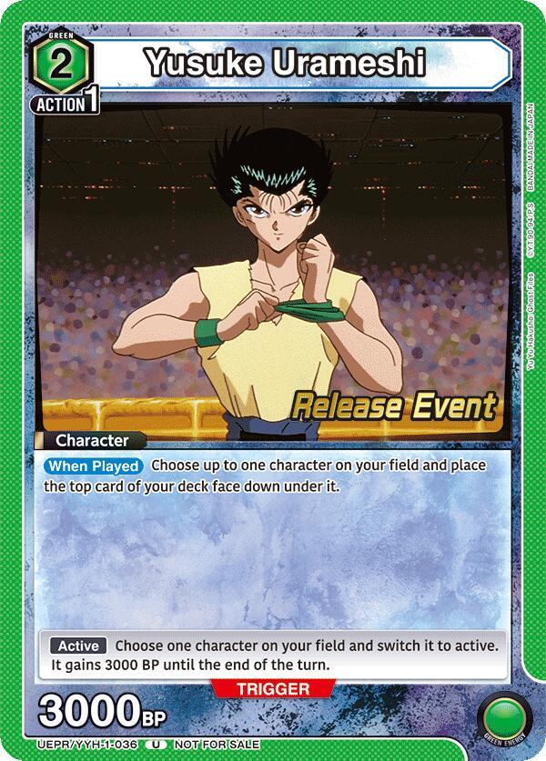 Yusuke Urameshi UEPR/YYH-1-036 card from UE13BT: Yu Yu Hakusho: Ghost Files Release Event Cards