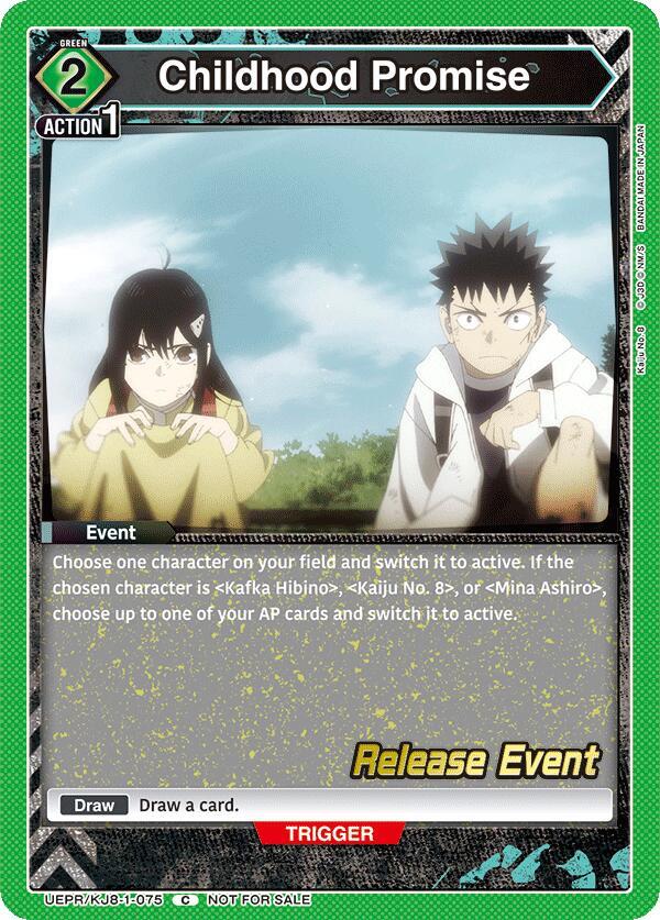 Childhood Promise UEPR/KJ8-1-075 card from UE12BT: Kaiju No. 8 Release Event Cards