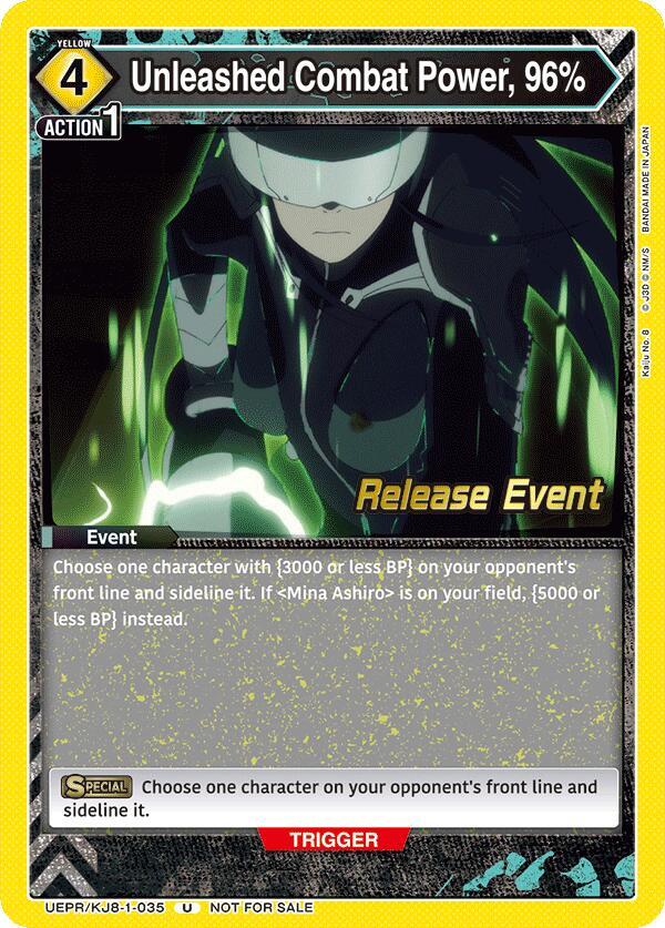 Unleashed Combat Power, 96% UEPR/KJ8-1-035 card from UE12BT: Kaiju No. 8 Release Event Cards