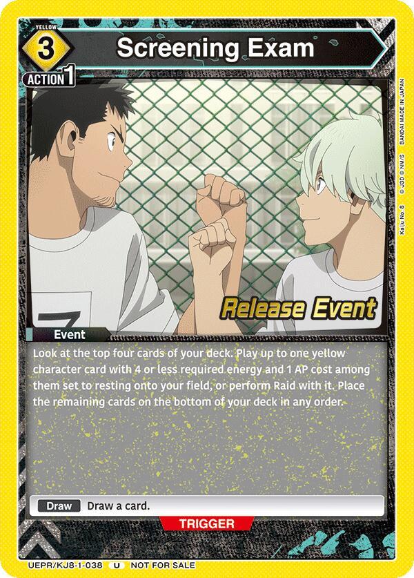 Screening Exam UEPR/KJ8-1-038 card from UE12BT: Kaiju No. 8 Release Event Cards