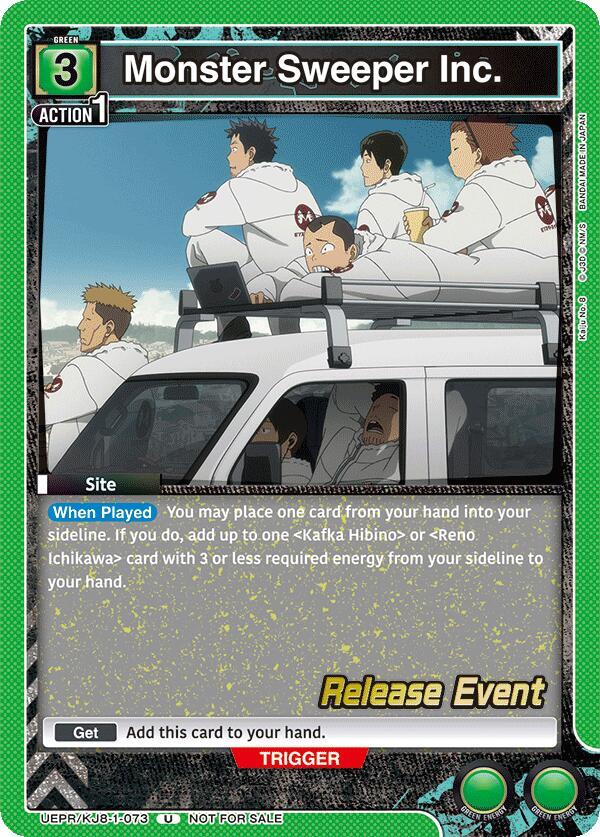 Monster Sweeper Inc. UEPR/KJ8-1-073 card from UE12BT: Kaiju No. 8 Release Event Cards