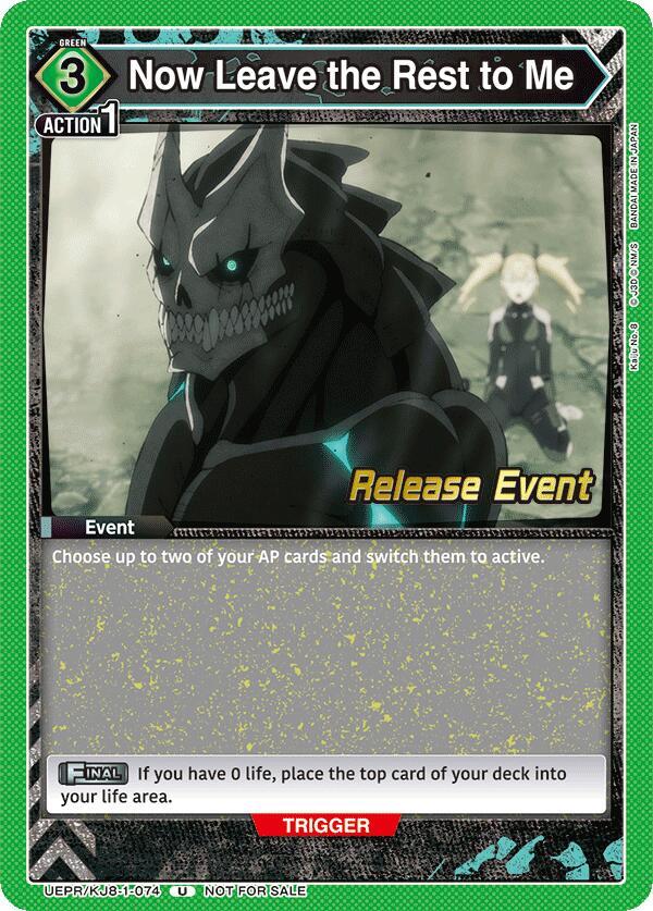 Now Leave the Rest to Me UEPR/KJ8-1-074 card from UE12BT: Kaiju No. 8 Release Event Cards