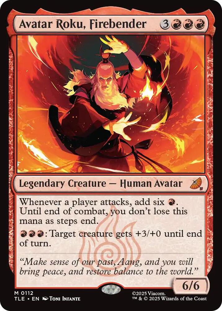 Avatar Roku, Firebender 112 card from Avatar: The Last Airbender: Eternal-Legal