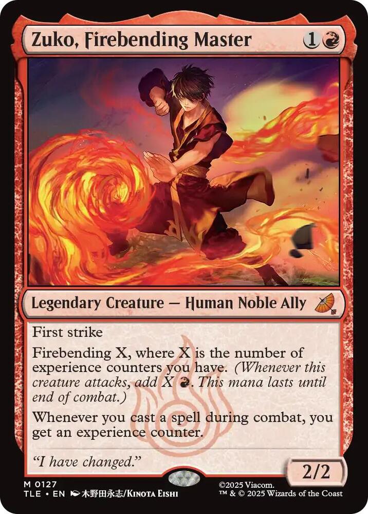 Zuko, Firebending Master 127 card from Avatar: The Last Airbender: Eternal-Legal