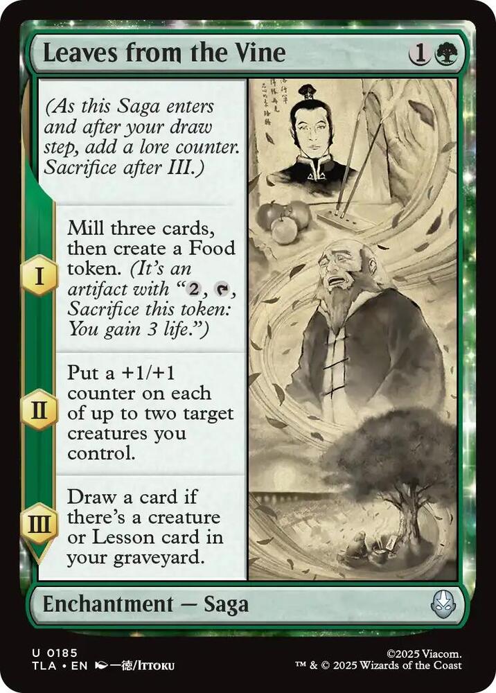 Leaves from the Vine 185 card from Avatar: The Last Airbender