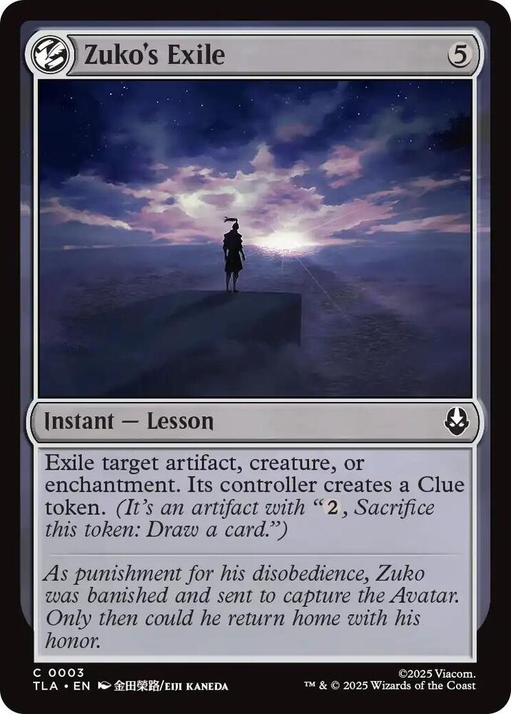 Zuko's Exile 3 card from Avatar: The Last Airbender