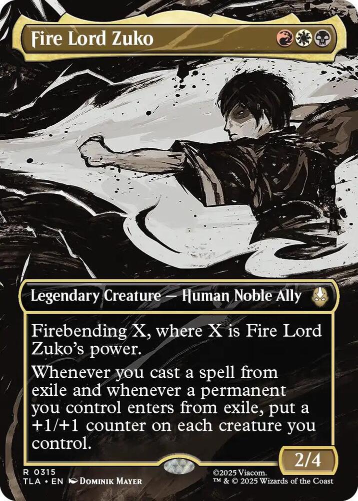 Fire Lord Zuko (Borderless) 315 card from Avatar: The Last Airbender