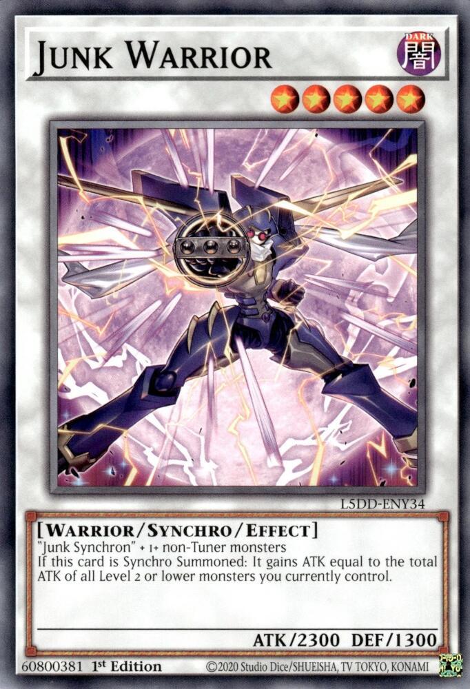 Junk Warrior L5DD-ENY34 card from Legendary 5D's Decks
