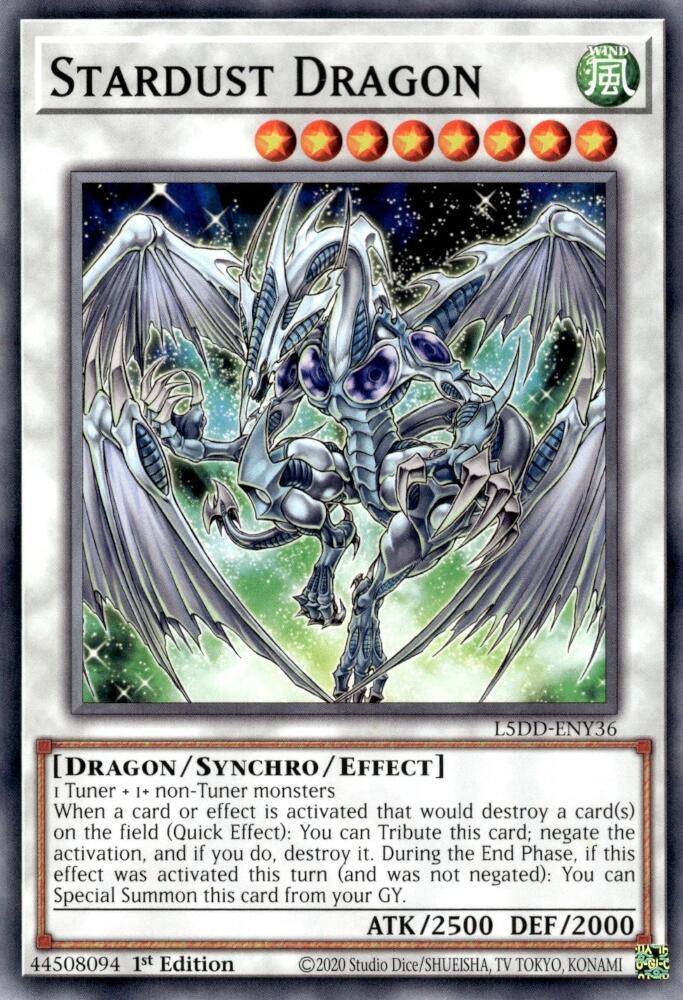 Stardust Dragon L5DD-ENY36 card from Legendary 5D's Decks