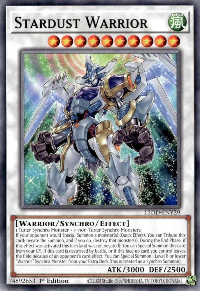 Stardust Warrior L5DD-ENY39 card from Legendary 5D's Decks