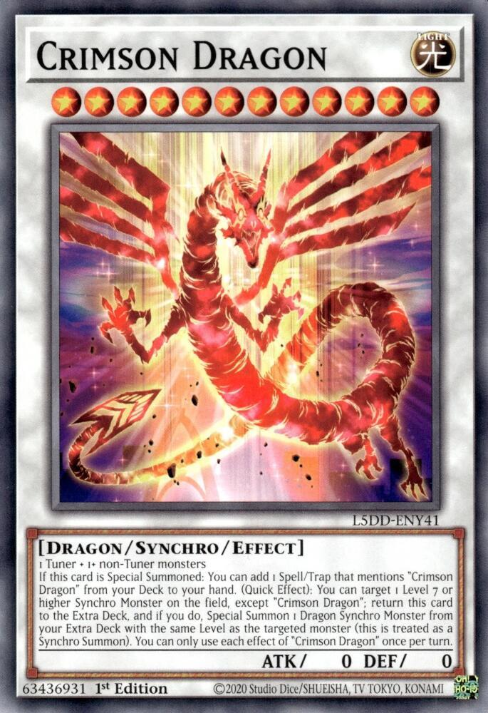 Crimson Dragon L5DD-ENY41 card from Legendary 5D's Decks