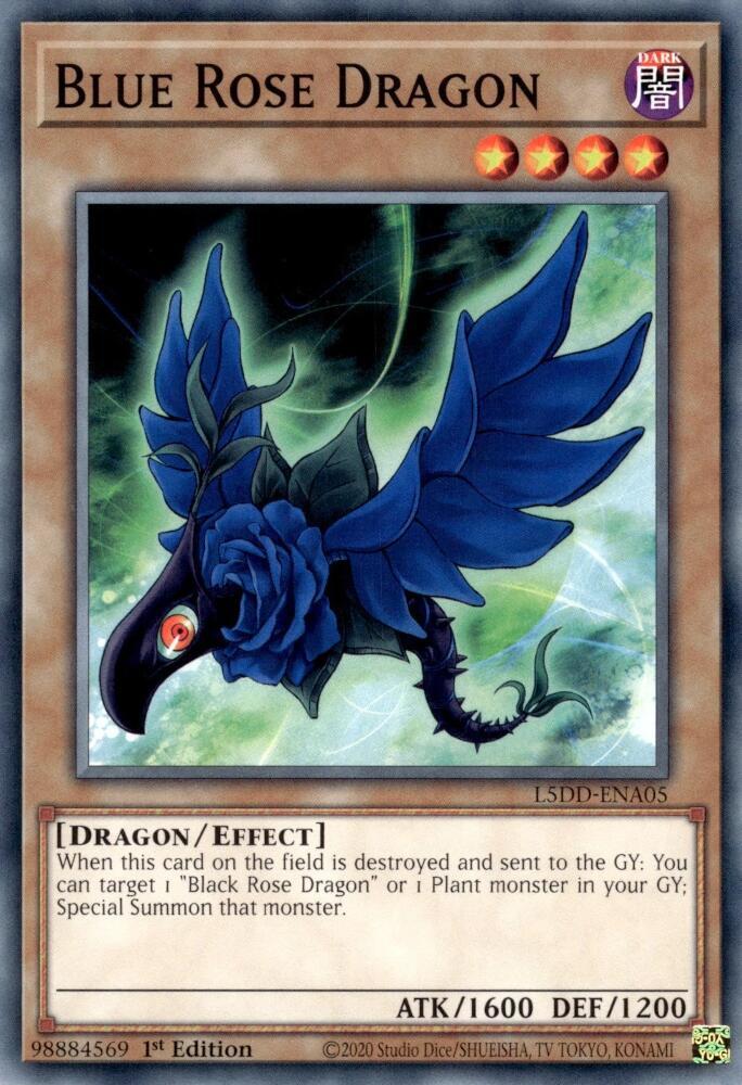 Blue Rose Dragon L5DD-ENA05 card from Legendary 5D's Decks