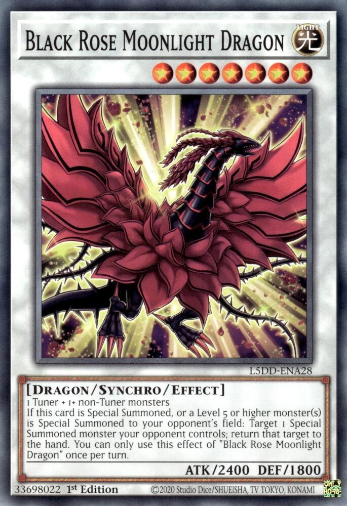 Black Rose Moonlight Dragon L5DD-ENA28 card from Legendary 5D's Decks