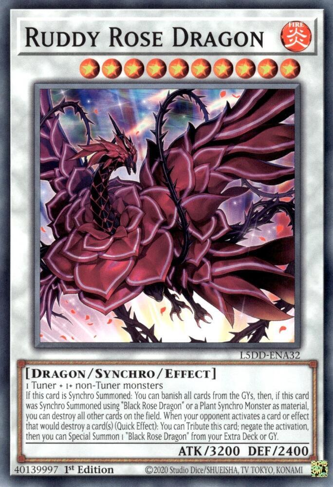 Ruddy Rose Dragon L5DD-ENA32 card from Legendary 5D's Decks