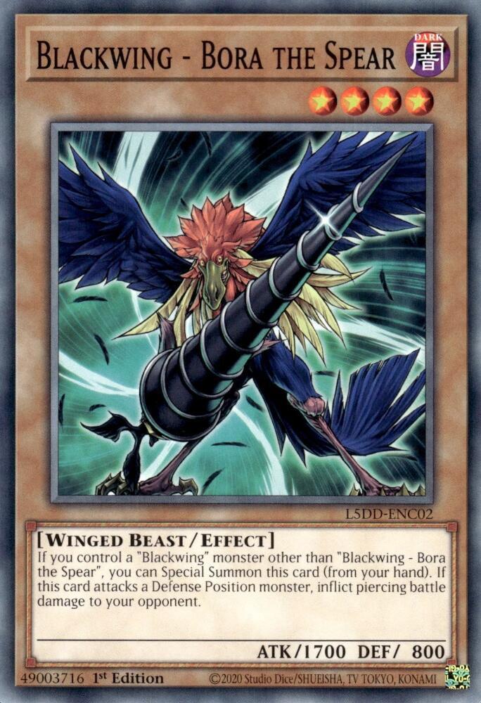 Blackwing - Bora the Spear L5DD-ENC02 card from Legendary 5D's Decks
