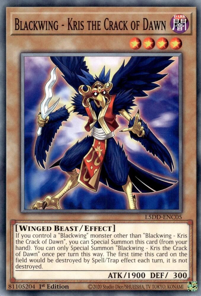 Blackwing - Kris the Crack of Dawn L5DD-ENC05 card from Legendary 5D's Decks