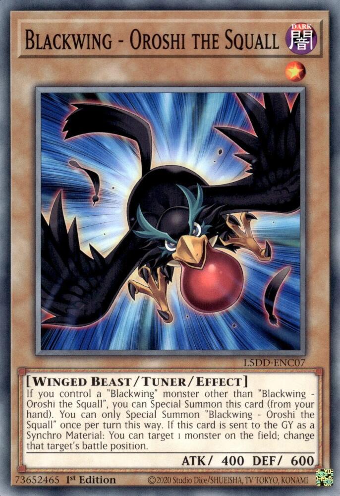 Blackwing - Oroshi the Squall L5DD-ENC07 card from Legendary 5D's Decks