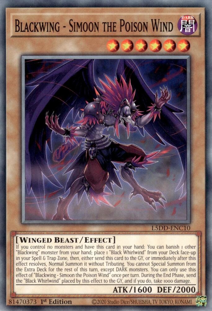 Blackwing - Simoon the Poison Wind L5DD-ENC10 card from Legendary 5D's Decks