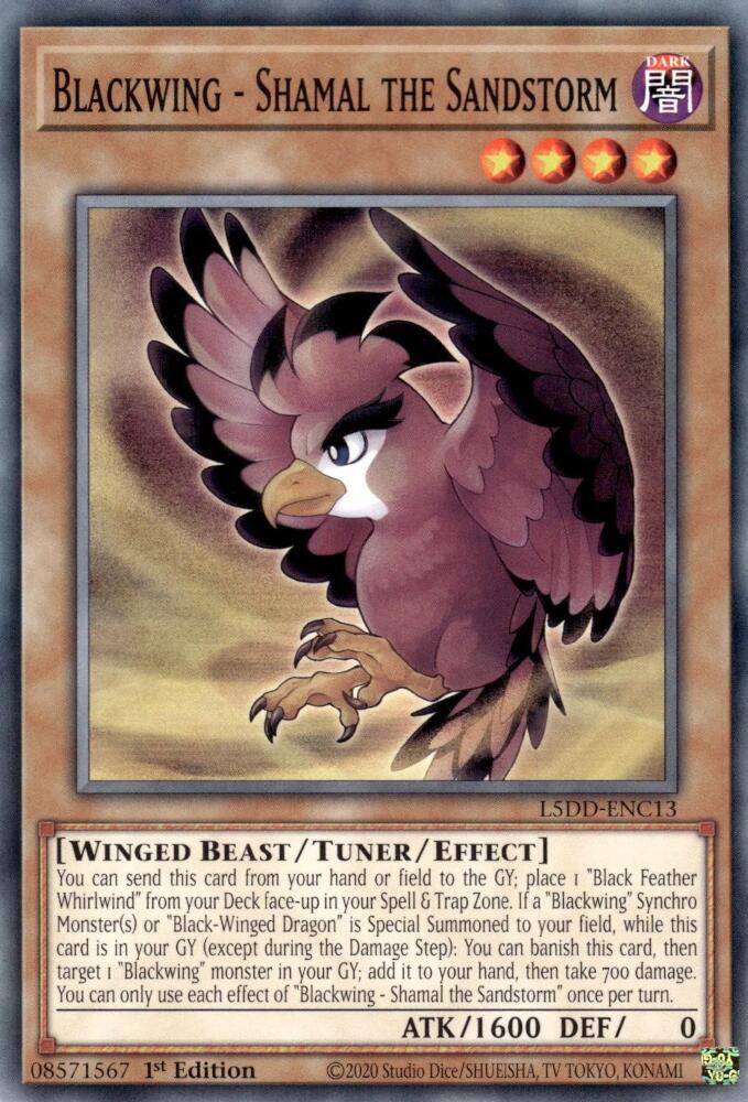 Blackwing - Shamal the Sandstorm L5DD-ENC13 card from Legendary 5D's Decks