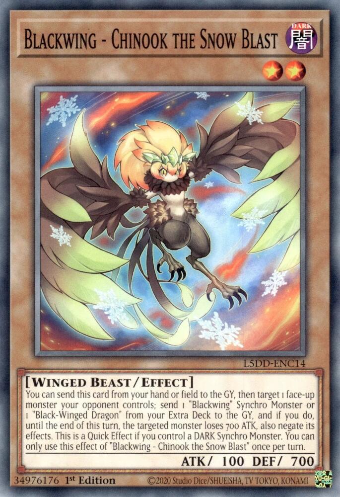 Blackwing - Chinook the Snow Blast L5DD-ENC14 card from Legendary 5D's Decks