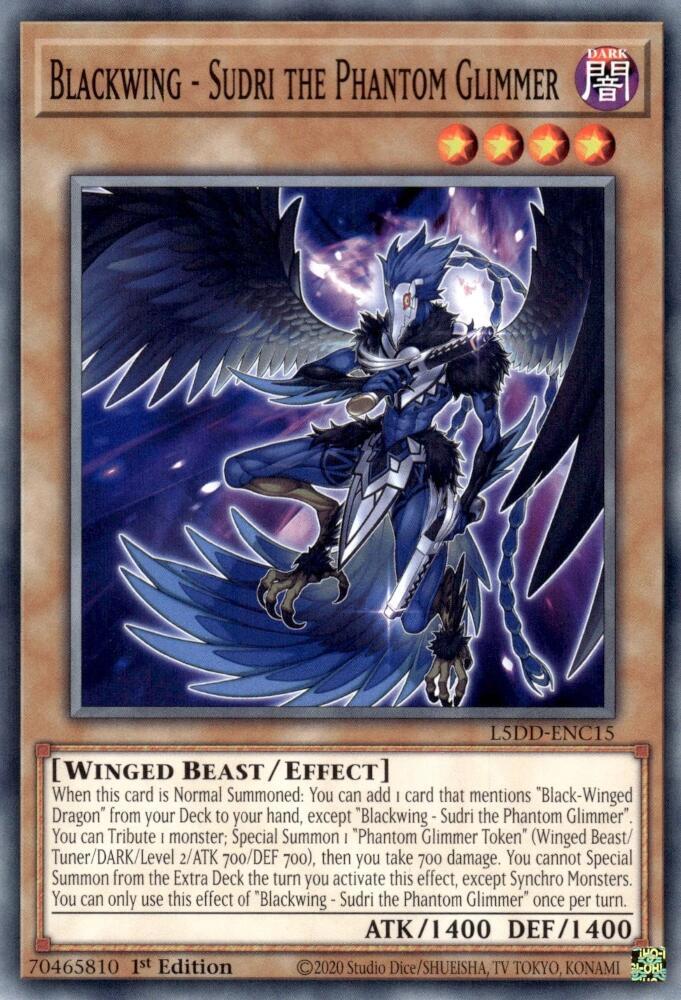 Blackwing - Sudri the Phantom Glimmer L5DD-ENC15 card from Legendary 5D's Decks