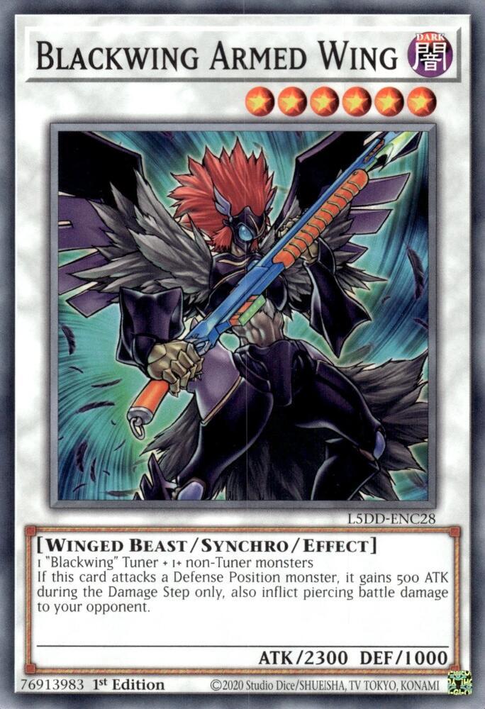Blackwing Armed Wing L5DD-ENC28 card from Legendary 5D's Decks
