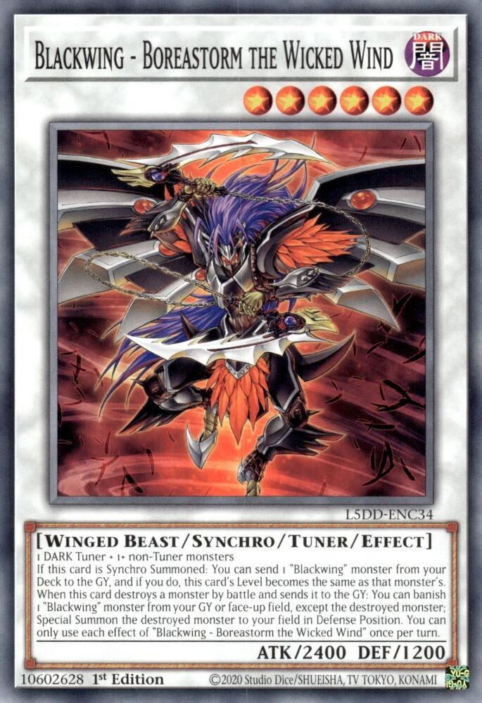 Blackwing - Boreastorm the Wicked Wind L5DD-ENC34 card from Legendary 5D's Decks