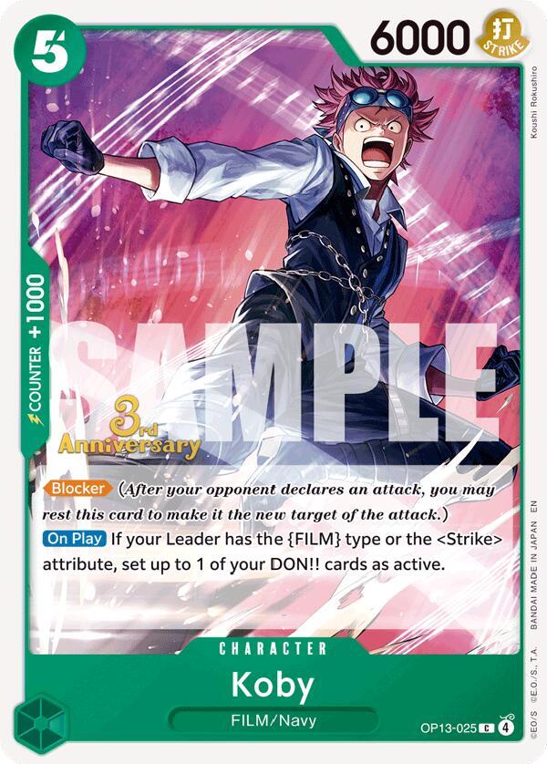 Koby OP13-025 card from Carrying On His Will: 3rd Anniversary Tournament Cards