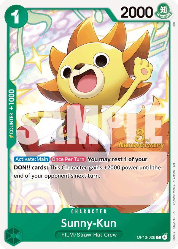 Sunny-Kun OP13-026 card from Carrying On His Will: 3rd Anniversary Tournament Cards