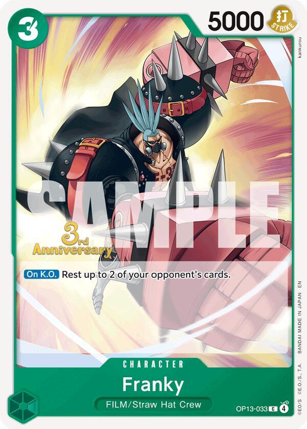 Franky OP13-033 card from Carrying On His Will: 3rd Anniversary Tournament Cards