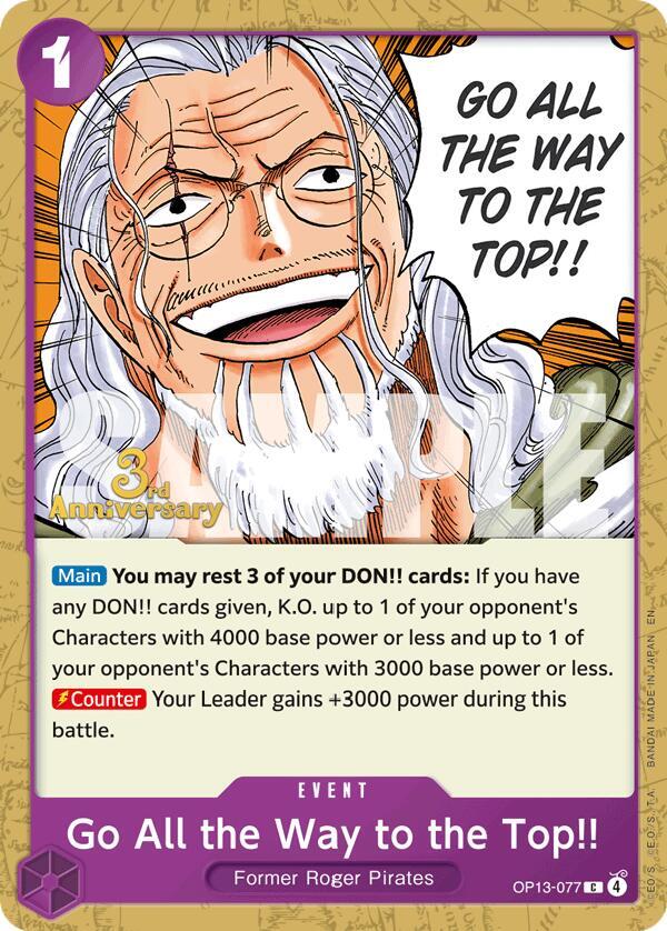 Go All the Way to the Top!! OP13-077 card from Carrying On His Will: 3rd Anniversary Tournament Cards