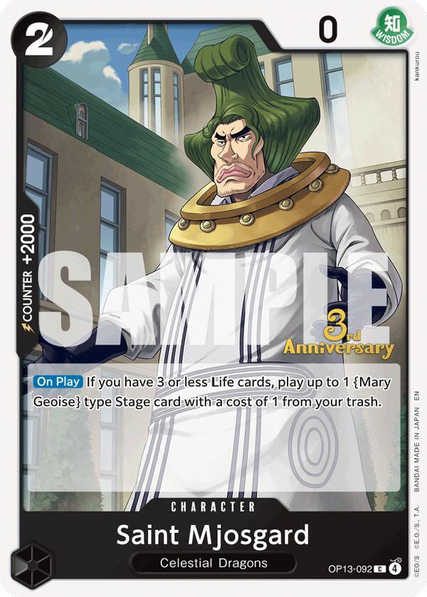 Saint Mjosgard OP13-092 card from Carrying On His Will: 3rd Anniversary Tournament Cards